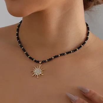 Náhrdelník Elegantní černý choker se srdcem | náhrdelník - ZW1078-Černá