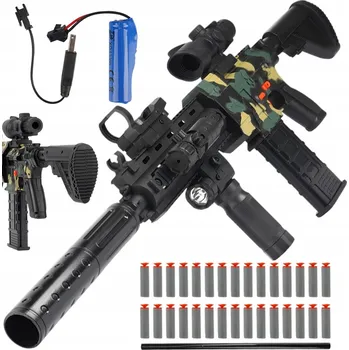 Dětská zbraň ELEKTRICKÁ PISTOLE STŘÍLEJÍCÍ PĚNOVÉ KULIČKY, DOSAH 15M, ČERNÁ + AKU