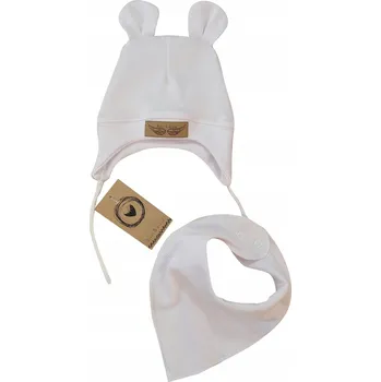 Čepice Komplet čepice žebrovaná čepice + šátek bílá 80/86