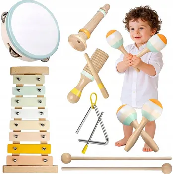 Dřevěná hračka DŘEVĚNÝ HUDEBNÍ STŮL EDUKATIVNÍ NÁSTROJE MONTESSORI PRO DĚTI