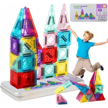 ostatní stavebnice STAVEBNICE STAVEBNICE - BAREVNÉ 3D MAGNETICKÉ DÍLKY - EDUKAČNÍ SADA 34 KS