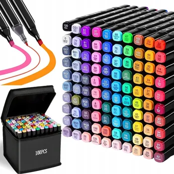 FIXY Oboustranné Fixy Popisovače Fixy Sada 100 Ks + Taška