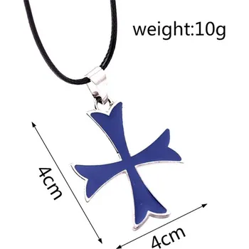 Náhrdelník Náhrdelník s přívěskem templářský kříž | šperk - Modrý , 50cm