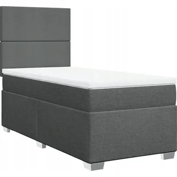 Postel Kontinentální postel 200x90 cm tmavě šedá s matrací a topperem