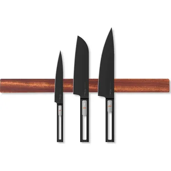 Stojan na nože Wook | dřevěná magnetická lišta na nože - mahagon montáž: montáž na zeď, velikost: 25 x 4 x 2 cm (4 nože)