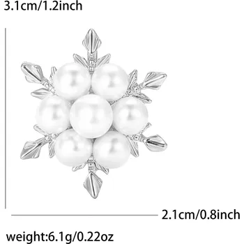 Vánoční dekorace Vánoční brož sněhová vločka perlová | šperk - Stříbrný4719