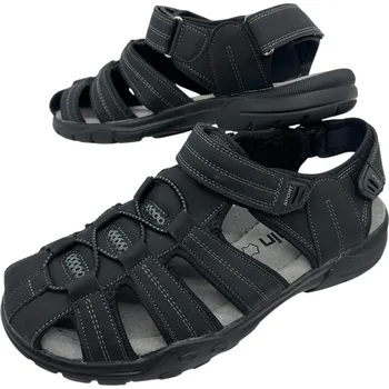 Pánské sandále Cabin Pánské černé sandály s uzavřenou špičkou a odepínacím páskem Barva: Černá, Velikost: 43