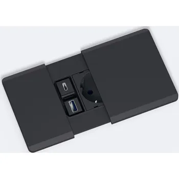 ASA 06008E00002 VERSAPAD Vestavná zásuvková jednotka, 1x zásuvka, 2x nabíječka USB A, kabel 2 m, černá