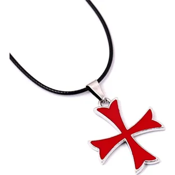 Náhrdelník Náhrdelník s přívěskem templářský kříž | šperk - Červený , 50cm