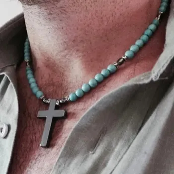 Náhrdelník Pánský korálkový náhrdelník | šperk - A4