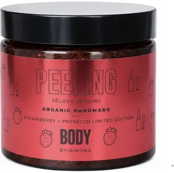 Tělový peeling Body by Simona Strawberry & Prosecco cukrový tělový peeling 250 ml (LIMITOVANÁ EDICE | VALENTÝN 2026)