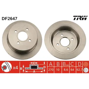 Brzdový kotouč KOTOUČE BRZDOVÉ KOTOUČE TRW DF2647