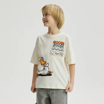 Reserved - Tričko s potiskem Goose Goose Duck - krémová - 988HR-01X - 988HR-01X-116