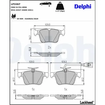 Brzdová destička Sada brzdových destiček, kotoučová brzda DELPHI LP3267