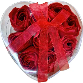 Mýdlo Srdce mýdlové květy růže 9 ks červené