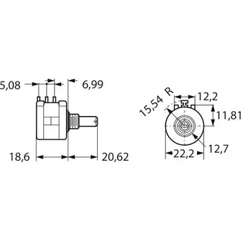 Potenciometr Bourns 3590S-6-103L precizní potenciometr, 2 W, 10 kΩ, 1 ks