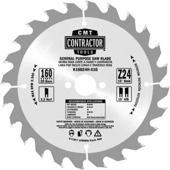 Pilový kotouč CMT Contractor Tools - pilový kotouč na dřevo průměr 190/24zubů cena za kus