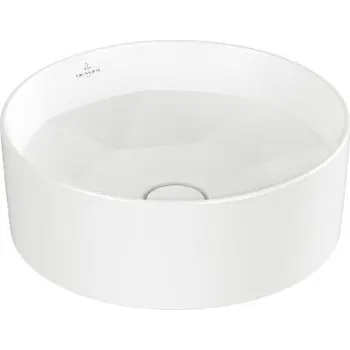 Umyvadlo Villeroy & Boch Umyvadlo na desku, průměr 42 cm, bez přepadu, bez otvoru pro baterii, CeramicPlus, Stone White - 5A5640RW