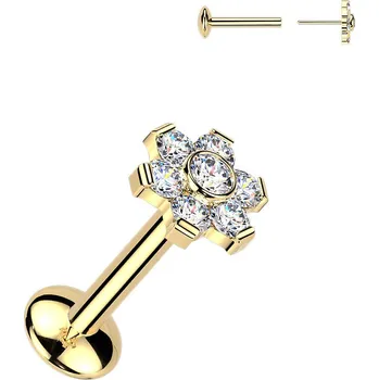 Piercing Steel Edge Titanový piercing do brady s Moissanity SEMITL07 Barva: Zlatá