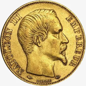 Zlaté mince 20 fr franků 20 francouzských franků Napoleon III 900/1000 zlata