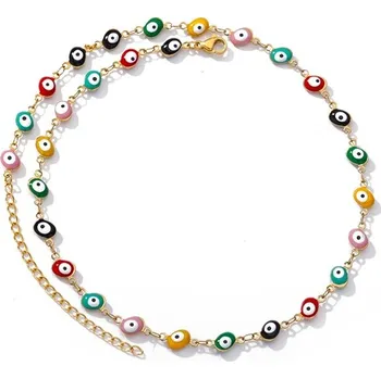 Náhrdelník Modrý náhrdelník zlé oko ocelový | šperk - 7 , 45 cm