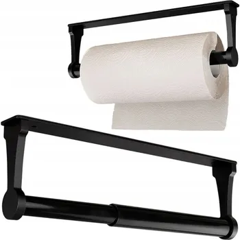 Držák kuchyňských utěrek MODERNÍ DRŽÁK NA PAPÍROVÉ UTĚRKY 32CM - HLINÍKOVÝ, NÁSTĚNNÝ, ČERNÝ