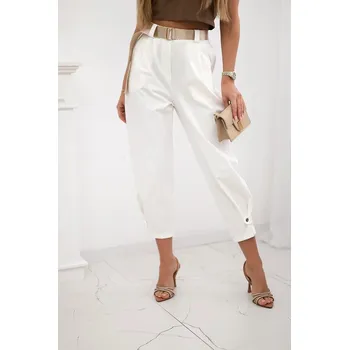 Dámské kalhoty Tříčtvrteční kalhoty se zapínáním dolů model 7048-1 barva ecru