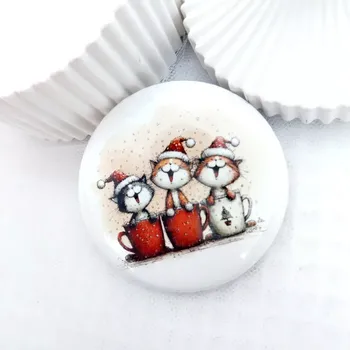 Kosmetické zrcátko Tři koťata v hrnečku, zrcátko průměr 58 mm, 1 kus