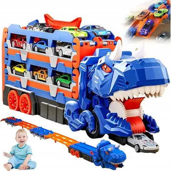 autíčko HRACÍ AUTA S PŘEPRAVNÍKEM DINOSAURŮ + ZÁVODNÍ DRÁHA