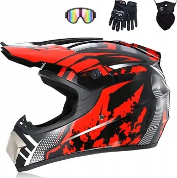 Helma na motorku Motocyklová Přilba Pro Dospělé Velikost L 59-60 cm s Kšiltem a Ochrannými Brýlemi