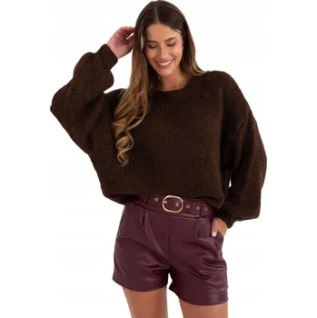 Dámský svetr Italy Moda svetr MI-SW-1909.21 hnědý kulatý univerzální velikost