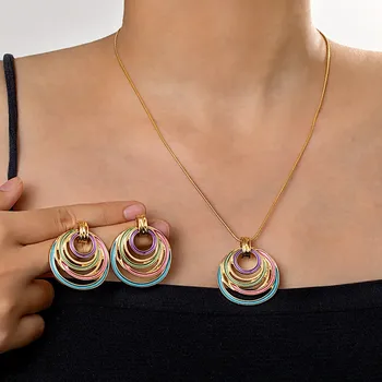 Náhrdelník Barevný dámský moderní náhrdelník | šperk - Světle žlutá zlatá barva