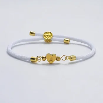 Náramek Náramek srdce s písmenem provázkový | šperk - Bílý , Q