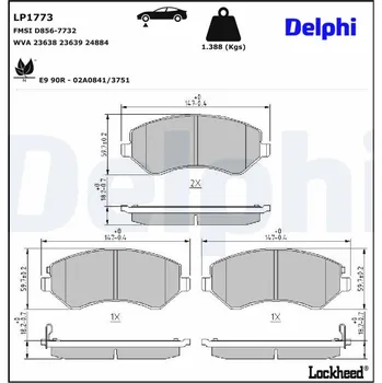 Brzdová destička Sada brzdových destiček, kotoučová brzda DELPHI LP1773