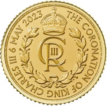 Zlatá korunovační mince Británie Charles III 2023 1/10 oz