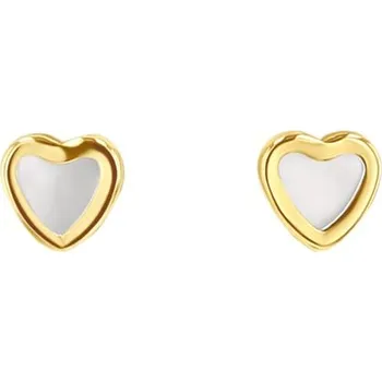 Náušnice Zlaté dětské náušnice srdíčka s perletí Moana
