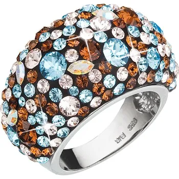Prsten Stříbrný prsten s krystaly modrý 35028.3 56 (průměr 17,8 mm)