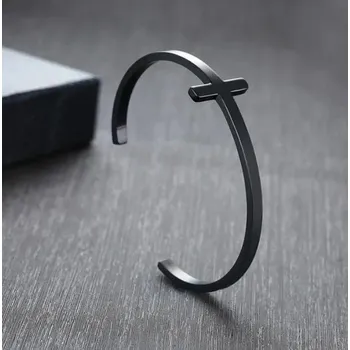 Náramek Vintage široký otevřený unisex náramek | šperk - A12409-Černá