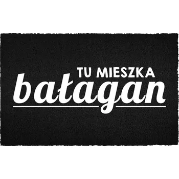 Rohožka VSTUPNÍ ROHOŽKA 40X60CM ČERNÁ KOKOSOVÁ S HUMOREM "TADY BYDLÍ "