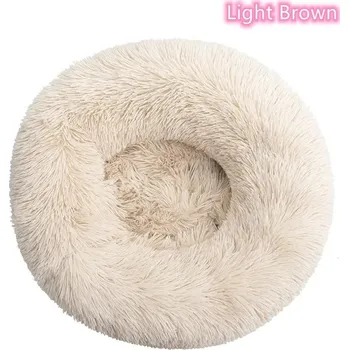 Pelíšek pro kočku Kulatý chlupatý pelíšek pro kočky | chovatelské potřeby - Světle hnědá , 50 cm