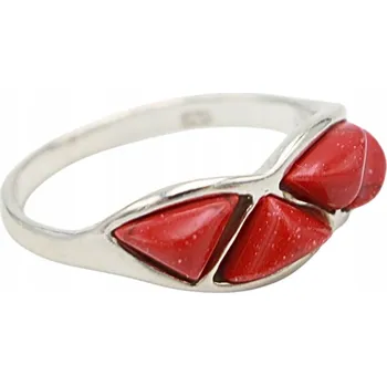 Prsten STŘÍBRNÝ PRSTÝNEK S KORÁLEM stříbro korál vel. 10