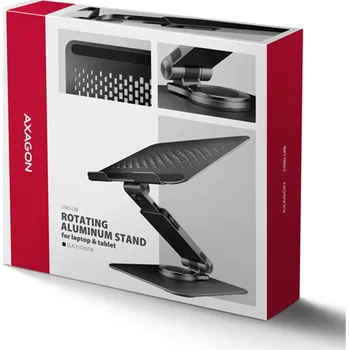 Axagon STND-LRB, hliníkový stojan pro notebooky 10"-17.3" s nast. výškou, úhlem a 360° rotací, černý
