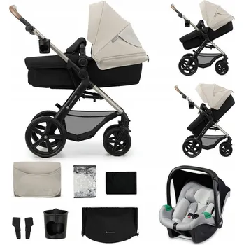 Kočárek Kinderkraft Multifunkční kočárek 3v1 MOOV 2 s autosedačkou MINK PRO Šedý