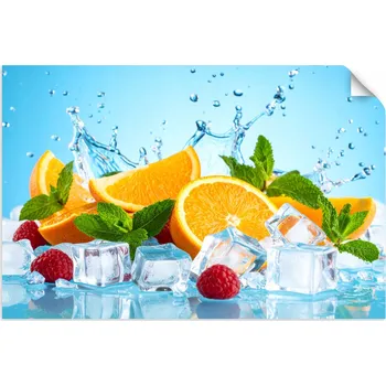 Fototapeta Samolepící plakát do kuchyně, jídelny, Pomeranče, ovoce v ledu 45x30