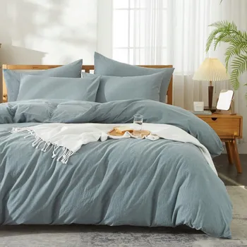 Povlečení Luofanfei Bavlněné ložní povlečení 155x220 modrý jednobarevný vzor
