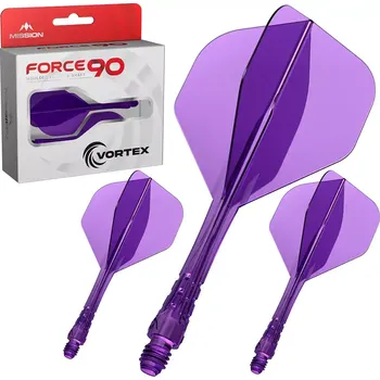 Příslušenství pro šipky Mission letky Force 90 Vortex Clear Purple No.2, Velikost Tweenie