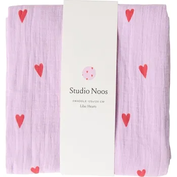 látková plena STUDIO NOOS Zavinovací plena 120 x 120 cm Purple Hearts