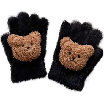 Rukavice 2 ks Dětské fleecové zimní rukavice | palčáky - Černý