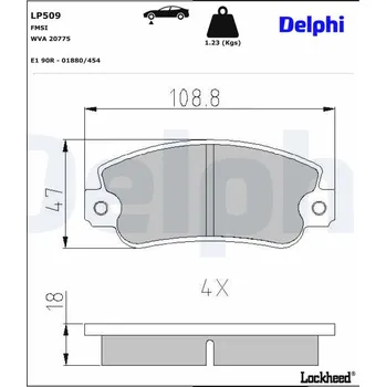 Autodíl Sada brzdových destiček, kotoučová brzda DELPHI LP509