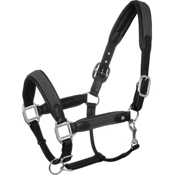 Nylonová ohlávka s koženými prvky Equestro Tmavě modrá FULL